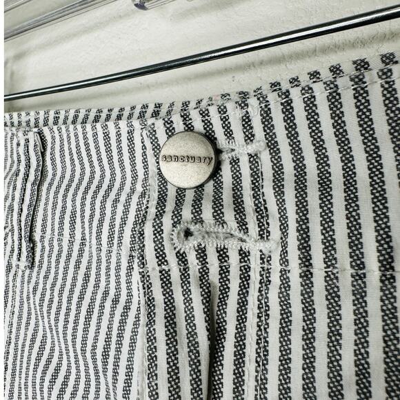 Sanctuary White & Gray Striped Cropped Utility Trouser Pant Cinched Ankle 27 - Picture 2 of 15